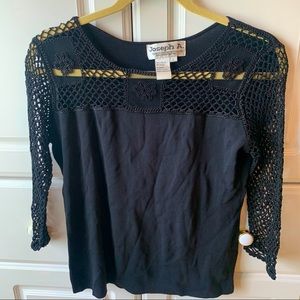 Vintage Black Beaded Netting Top